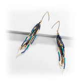 Paisley Beaded Blue Tassel Earrings